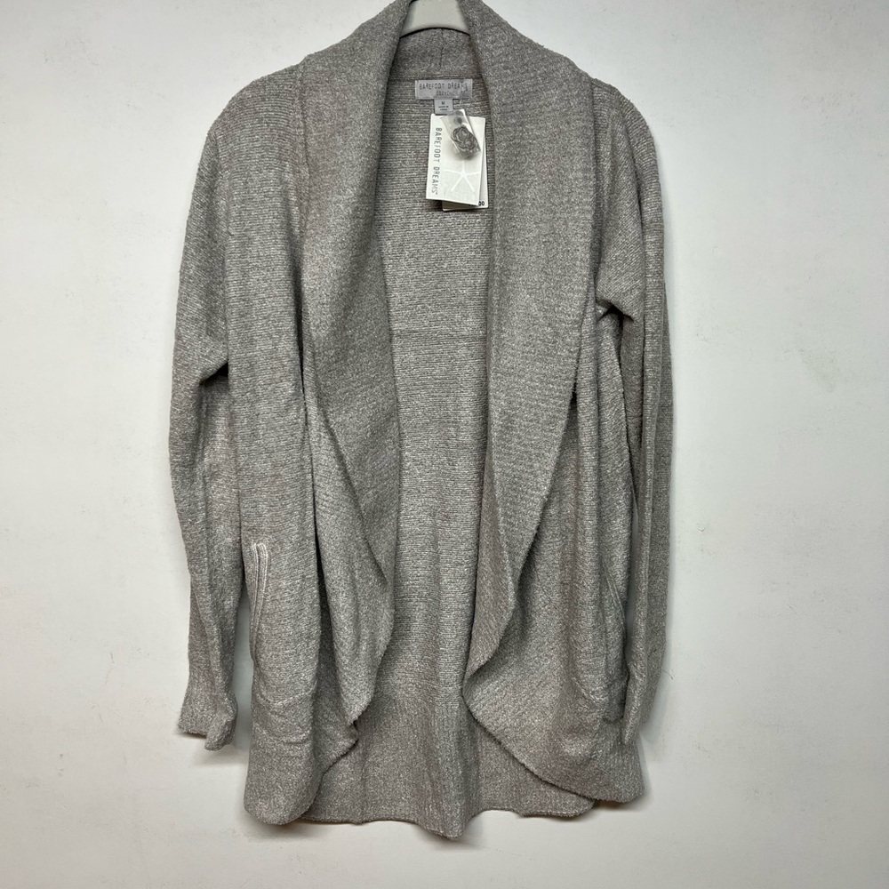 Barefoot Dreams Cozy Gray Open Front Cardigan Size Medium. New with tags .